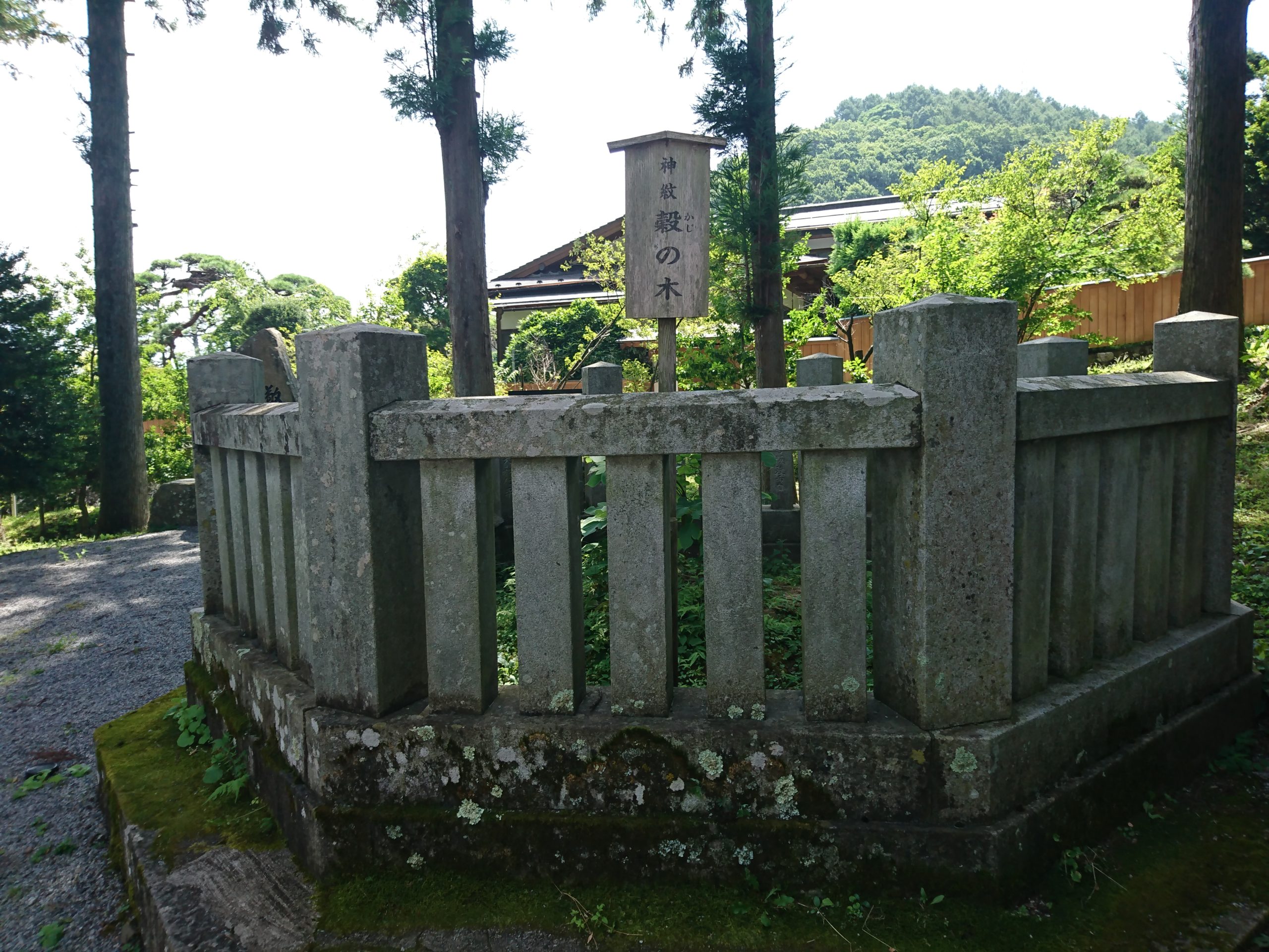 諏訪大社上社前宮にある神紋噛木